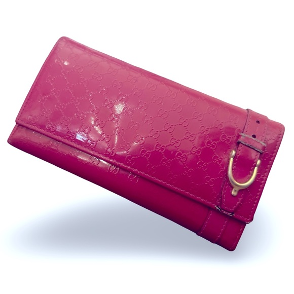 🔥 RARE GUCCI FUCHSIA MICROGUCCISSIMA PATENT WALLET 🔥 - Picture 1 of 13